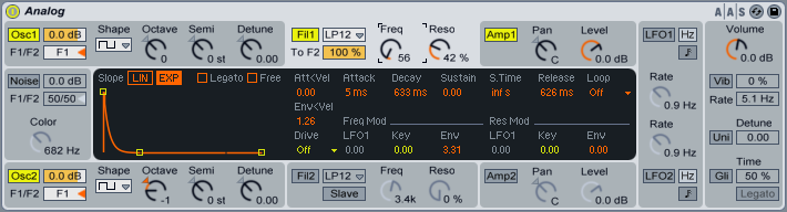 Basic Analog patch. Dual square waves an octave apart, LP filter envelope with a small amount of velocity &gt; env.